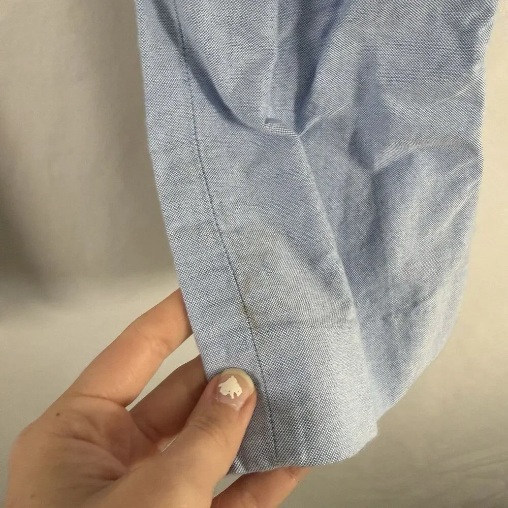 J Crew Bowery Slim Fit Pants Men's 33x32 Light Blue Flat Front Pockets Hook Zip